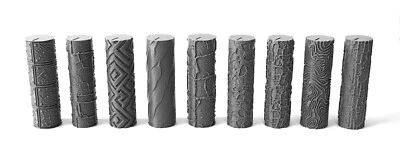 3DPRINTSTUDIO Clay Polymer Texture Roller Wargaming Base Detail Roller Concrete Patterns