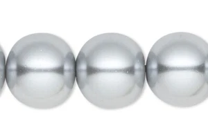1 Strand(30) Silver 12mm Round Glass Pearl Beads with 1.1mm Hole - Picture 1 of 2