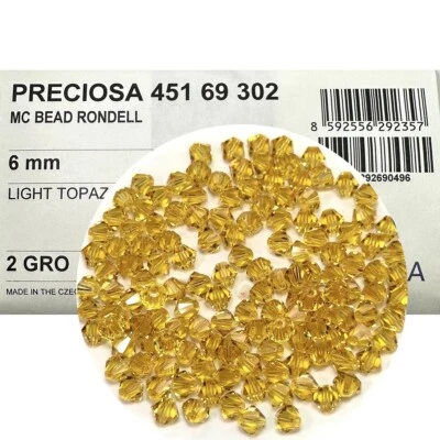 288 Cristales Checos Genuinos Preciosa, Cuentas Bicónicas 6mm Topacio Claro, Amarillo Foto 1 de 4