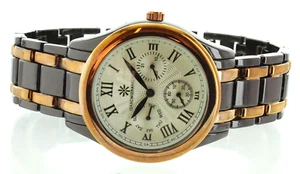 Isaac Mizrahi Live Chronograph Unisex Watch Black & Rose Gold Tone New In Box - Picture 1 of 9