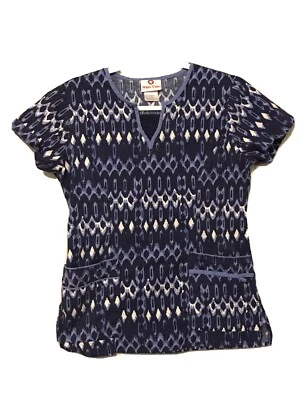 Blusa Médica Médica Médica Veterinaria White Cross XS Azul Abstracto Flores Mujer Enfermera Foto 1 de 4