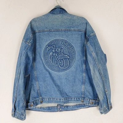 Chaqueta De Colección Para Hombre XL Azul Denim Paseo Para MDA 2001 Motocicleta Camionero en Relieve Foto 1 de 4