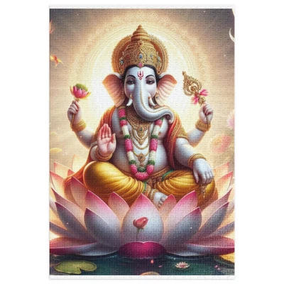 Collectible Lord Ganesha Jigsaw Puzzle with Keepsake Tin Box 1000-pcs - Image 1 of 2
