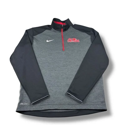 Nike Dri-Fit Ole Miss Rebels 1/4 Zip Pullover Jacket Mens Medium EUC - Image 1 of 4