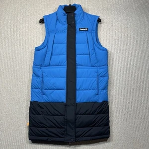 Timberland Puffer Vest Women's Long Blue Black Size Medium - Picture 1 of 12