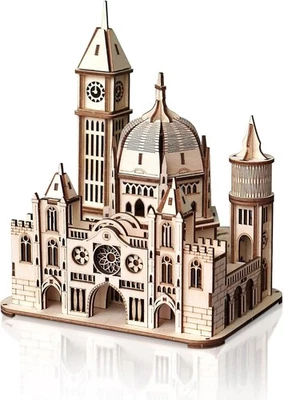 3D Wooden Puzzle Church Model Kit DIY Architectural Craft for Adults - Image 1 of 4