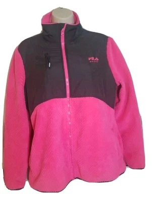Fila Sport Womens M Full Zip Fleece Jacket Pink Gray Colorblock  - Image 1 of 4