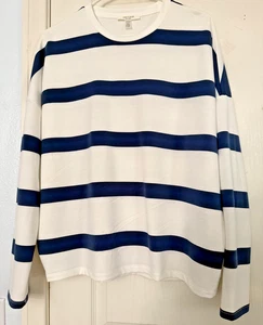 Cable & Gauge Studio Women's Long Sleeve Navy/White Stripe Pullover Top Size M - Picture 1 of 6