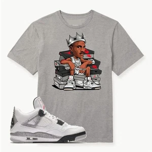 Shirt Matching AJ 4 White Cement 2025 Match Sneaker MJ Sneakerhead King T-Shirt - Bild 1 von 2