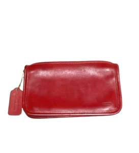 Coach, Coin Wallet, Chunky case 7165, pouch, Red, Leather, Vintage, charm, Used - Picture 1 of 24
