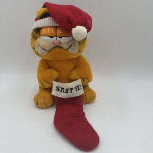 "11"" 1981 Garfield Plush Stuff It Red Medias Navidad Vacaciones Dakin Corea 1981" - Imagen 1 de 7