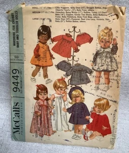Patrón de ropa para muñeca McCall’s 9449 vintage 17/18,5” gordito bebé sin cortar FF - Imagen 1 de 2
