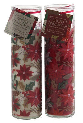 SIL INTERIORS Christmas Poinsettia Scented Candles 20cm Glass Jars - Set of 2