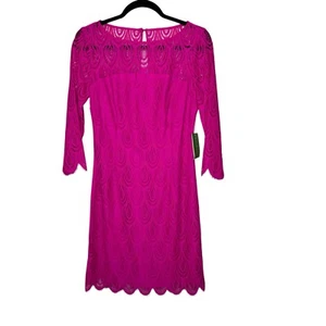 Lilly Pulitzer Hera Kleid Magenta Zweifarbig Feder Spitze 4 - Bild 1 von 13