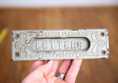 VINTAGE CAST IRON MAIL BOX POSTAL DOOR SLOT LETTERS ANTIQUE ORNATE VICTORIAN - Image 1 of 4