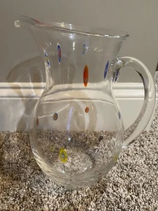 Brocca in vetro artistico Murano Italia Leonardo Millefiori ~ Vintage italiana - Foto 1 di 4