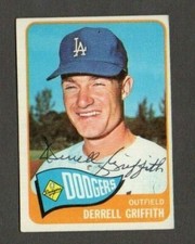 Derrell Griffith 1965 Topps authentic autographed card Dodgers