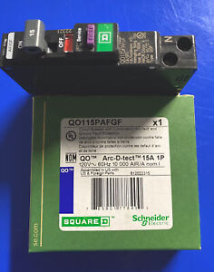 Square D QO115PAFGF plug on 15 amp dual function circuit breaker.  Brand New.