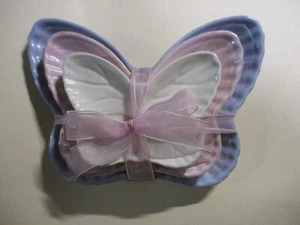 3er Set Keramik Schmetterling Schmuck Geschirr Pastellfarben 4-6,5" Punze NEU - Bild 1 von 4