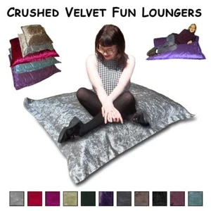 CRUSHED VELVET Beanbag Lounger Cushion Bean Bag Seat Pillow Comfy Kids Adults UK - Picture 1 of 30