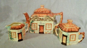 Vintage Keele St. Pottery England English Cottage Set Teekanne, Milchkännchen & Zucker - Bild 1 von 7