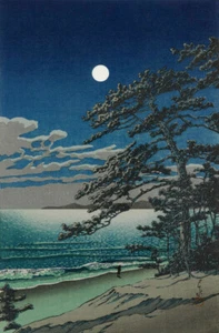 Japanese Art Woodblock Print "Spring Moon at Ninomiya" KAWASE HASUI Shin Hanga - Picture 1 of 2