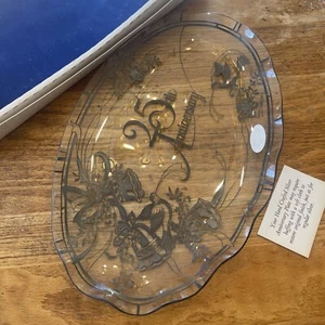 Lefton 25th Anniversary Glass Platter Vintage 14” x 9” 1984 Vtg Simon Devoche - Picture 1 of 12