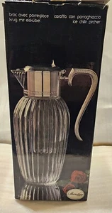 Sheratonn Silverplate Italy Glass Crystal Claret Carafe w/ Ice Pitcher Jug. New - Picture 1 of 11