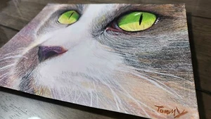 Art for sale, "The brave cat" made by my son. - Picture 1 of 2