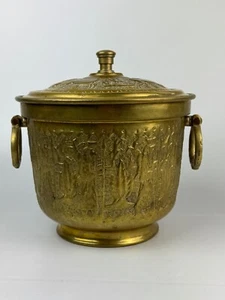 Vintage Nader Repousse Brass Ice Bucket Hand Hammered w/ Lid - Picture 1 of 4