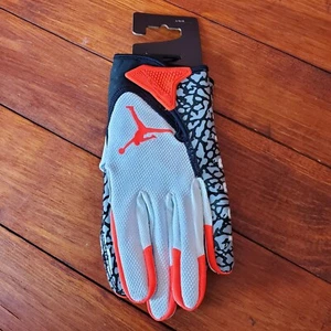 Nike Air Jordan Gloves Mens Large 7.0 Vapor Jet Football White Infrared Cement - Picture 1 of 8