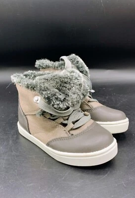 Little Girls Size 10 NEW Circo Gray Fur Lined Lace Up Boots Shoes Booties - Image 1 of 4