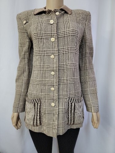 Giacca blazer casual elegante VALENTINO MISS V vintage tartan beige marrone 44 10 #H