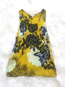 Cabi #286 Women's Small Mustard Yellow Floral Silk Blend Racerback Tank Top - Picture 1 of 8