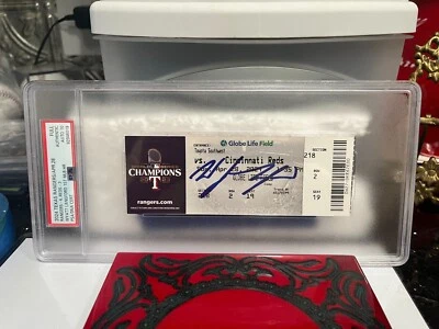 Texas Rangers Wyatt Langford Autographed Ticket 1st MLB HR 4/28/24 PSA 10 Auto - Image 1 of 4