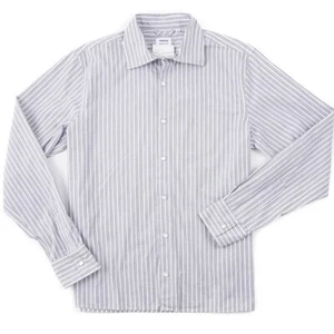 Aspesi F/W 24-25 Classic-Fit Gray Stripe Snap-Front Cotton Shirt M (Eu 40) New - Picture 1 of 6