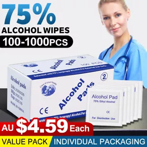 AU Alcohol Pad Antiseptic Skin Swab Wipe 75% Isopropyl Nail Cleansing Prep - Picture 1 of 12