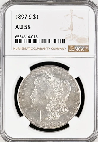 1897-S Morgan Silver Dollar - AU58 NGC - San Francisco Mint Cover
