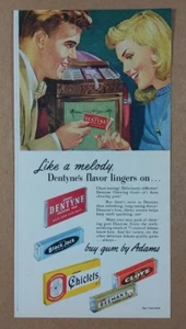 1947 Adams Gum Dentyne Chiclets Black Jack clavo abeeman's anuncio impreso vintage - Imagen 1 de 1