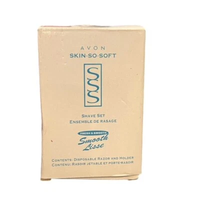 Conjunto de Barbear Avon Skin So Soft Fresco e Suave - Barbeador e Suporte Descartáveis - Novo - Imagem 1 de 4
