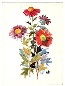 Flores por E. Baumgartner Antigua Postal Ilustrada Boca Pie Pintura Israel - Imagen 1 de 2