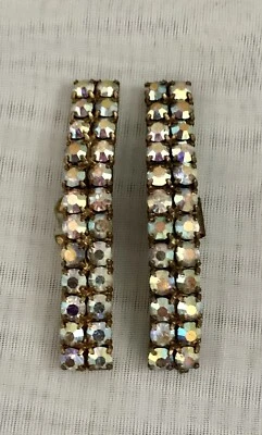 Vintage Unmarked Clear/Multicolor Rhinestone Crystal Shoe Clips - Image 1 of 4