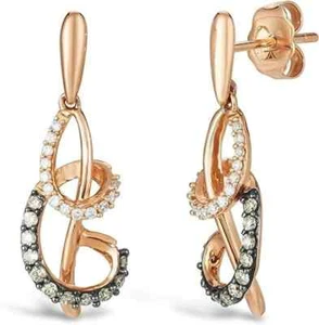14K Rose Gold Plated 1Ct Lab Created Diamond Dangling Drop Earrings For Women's - Picture 1 of 4