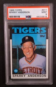 1986 Topps Sparky Anderson #411 PSA 9 Mint Detroit Tigers 