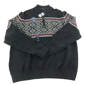 Izod Sweater Men's 2XL Black Heavy Knit Long Sleeve Pullover Button XXL NWT - Picture 1 of 6