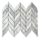 C9103XP Feather Mosaic Tile Carrara White Carrera Venato Marble Grand Leaf