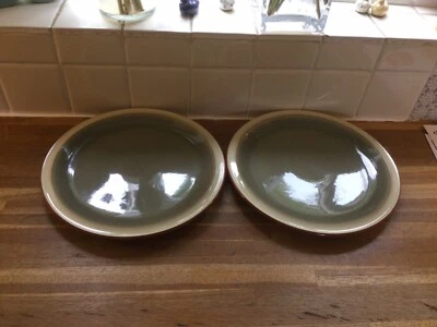 Denby - Fire Green Dinner Plates X2. Brand New Seconds.