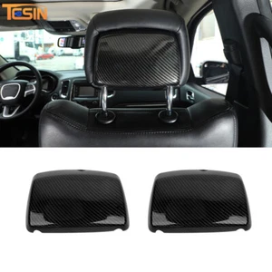 2x Front Seat Headrest Rear Panel Cover Trim For Dodge Durango 11+ Carbon Fiber - Picture 1 of 9