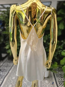 Camicia da notte vintage Natori Classics avorio raso pizzo slip M Y2K lingerie - Foto 1 di 7