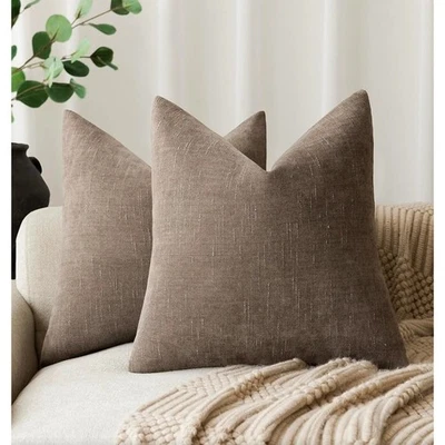 Foidntower Pillow Covers 2 Pack 18x18 Taupe Khaki Throw Cushion New Home Decor - Image 1 of 4